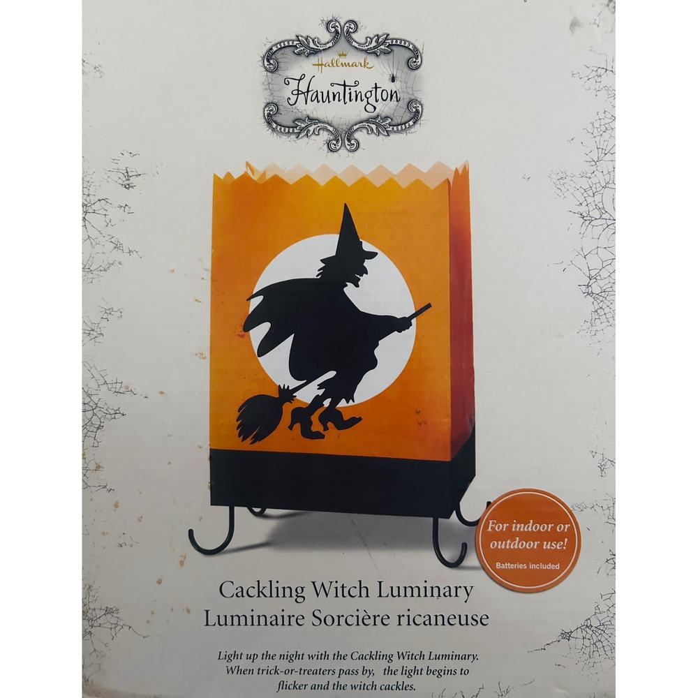 Hallmark Hauntington Motion Cackling Witch Luminary Plastic 10.5in 2005 Spooky
